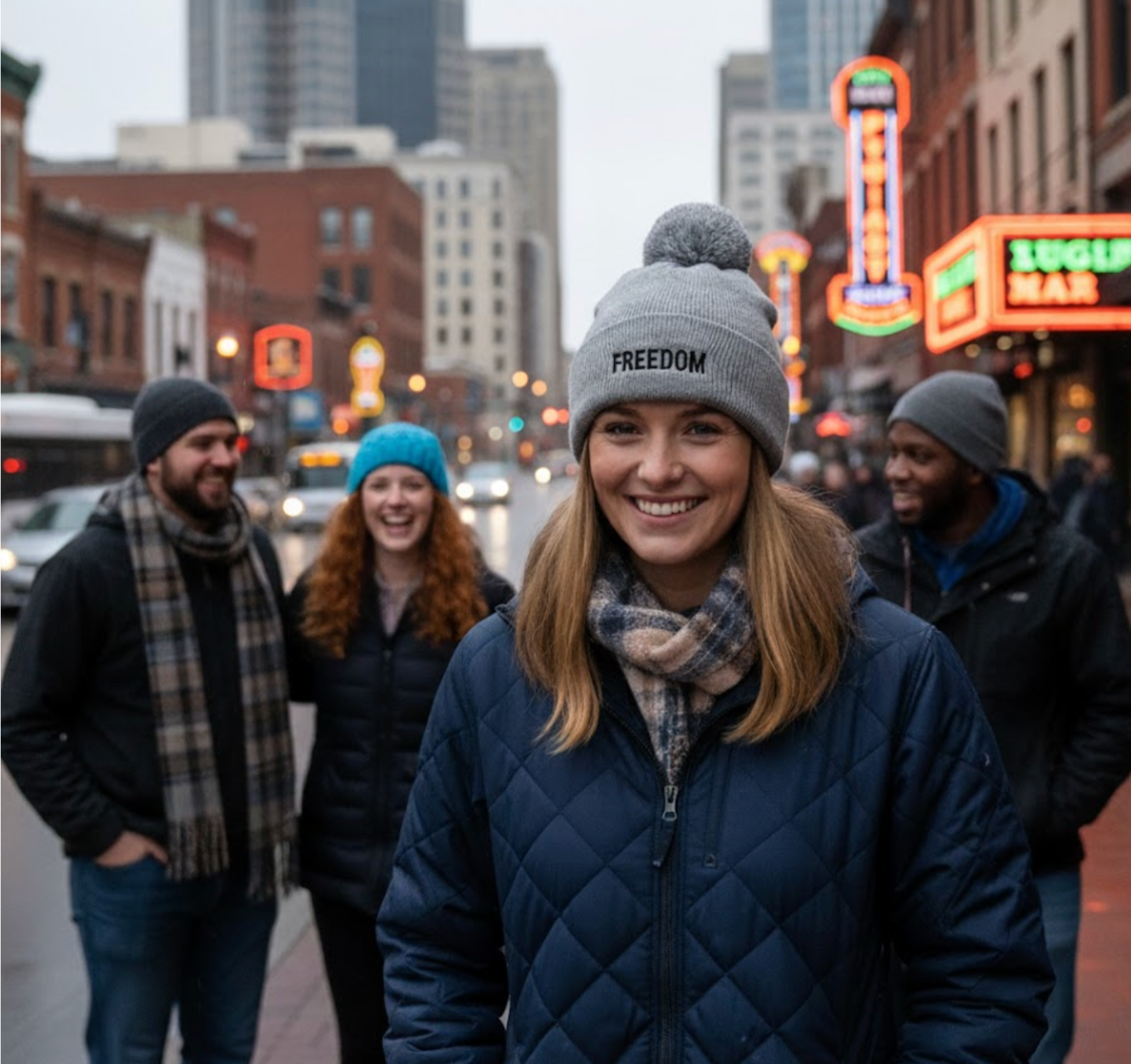 FREEDOM Pom-Pom Beanie